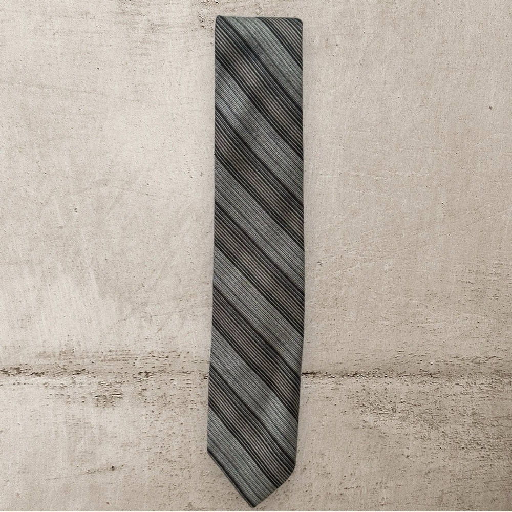 Vintage Christian Dior Monsieur necktie gray brown diagonal stripe